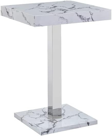 Diva Marble Effect High Gloss Square Bar Table Dining Pub 80×80×110cm Furniture