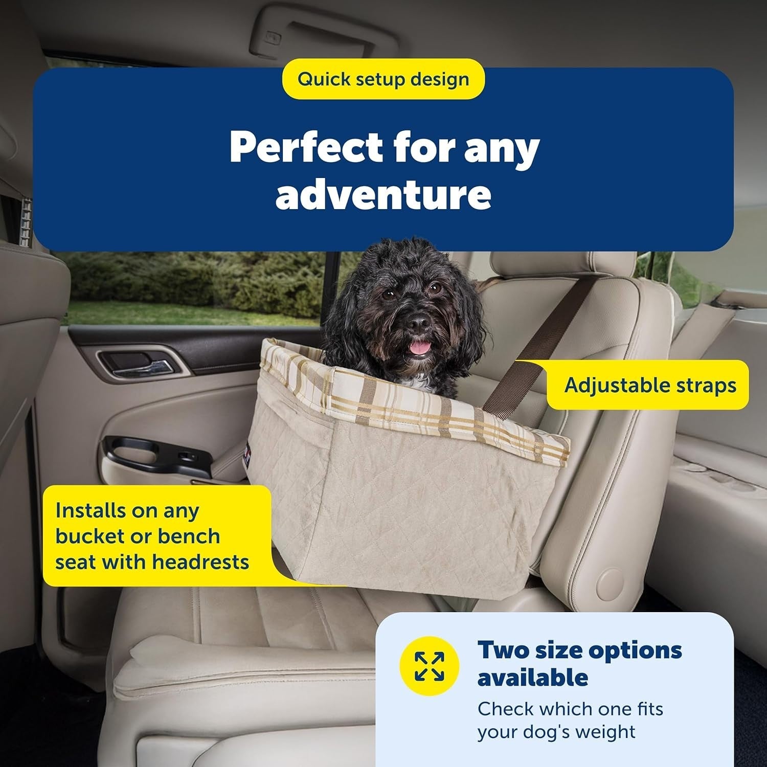 Large Dog Car Booster Seat Elevated Pet Travel Bed Safety Harness 25lb