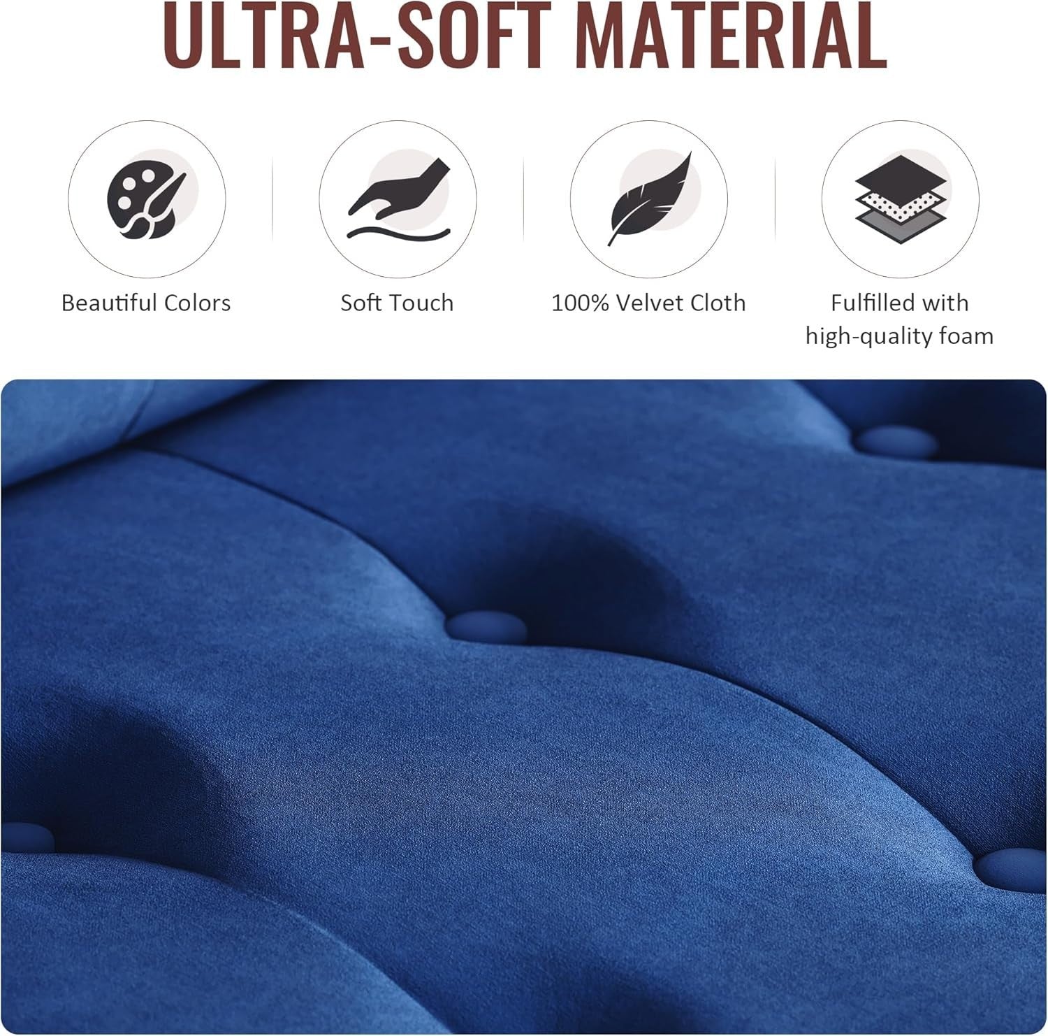 Blue Velvet Sofa Bed 3 Seater Click Clack Couch for Lounge Home Office