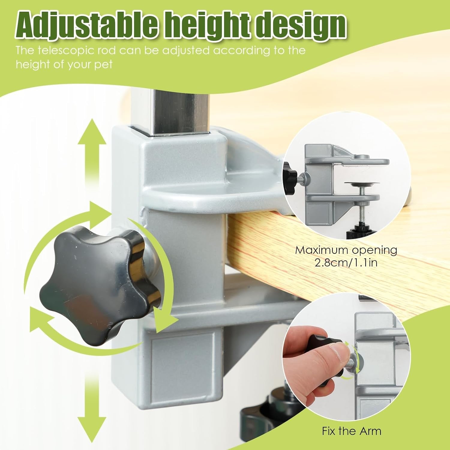 Foldable Dog Grooming Arm Clamp Adjustable Height Table Mount No Sit Loop