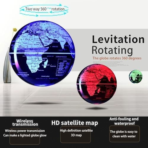 Black Magnetic Levitating World Globe LED Floating Desk Lamp
