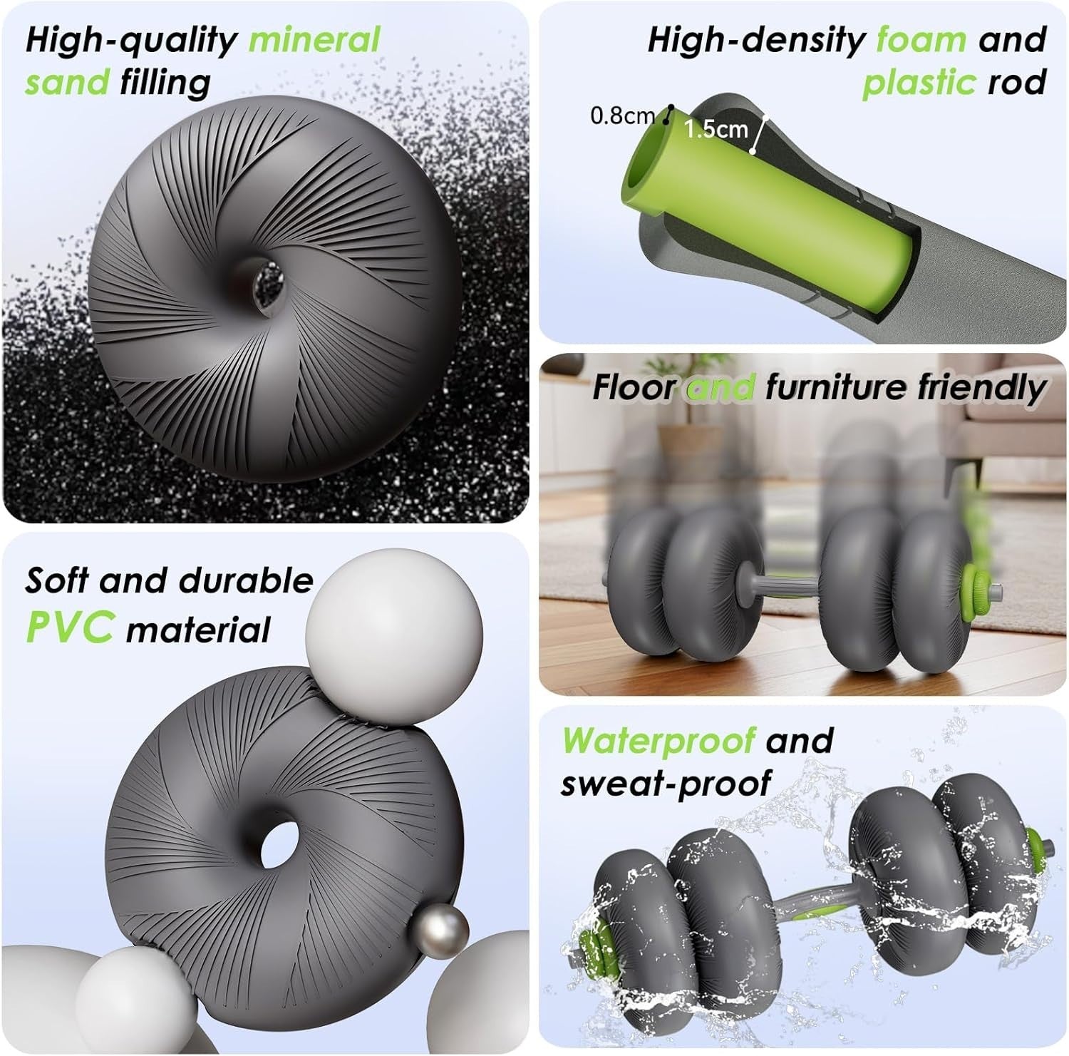 4-in-1 Adjustable Dumbbell Barbell Kettlebell Push Up Home Gym Set