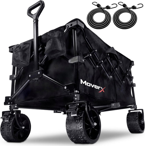 Black 200L Folding Camping Wagon Wide Wheel Festival Trolley Adjustable Handle