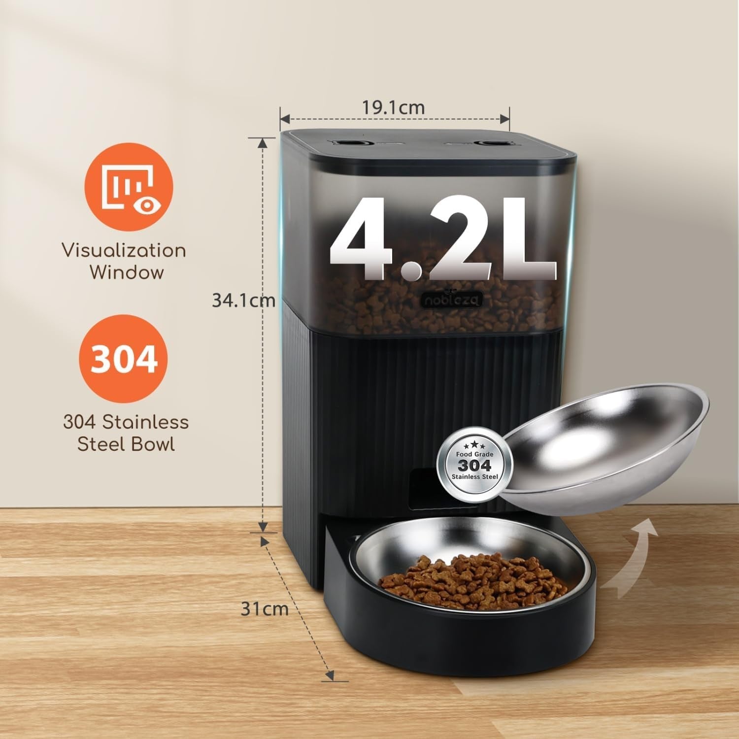 4.2L Smart Automatic Cat Feeder WiFi App Alexa Voice Food Dispenser