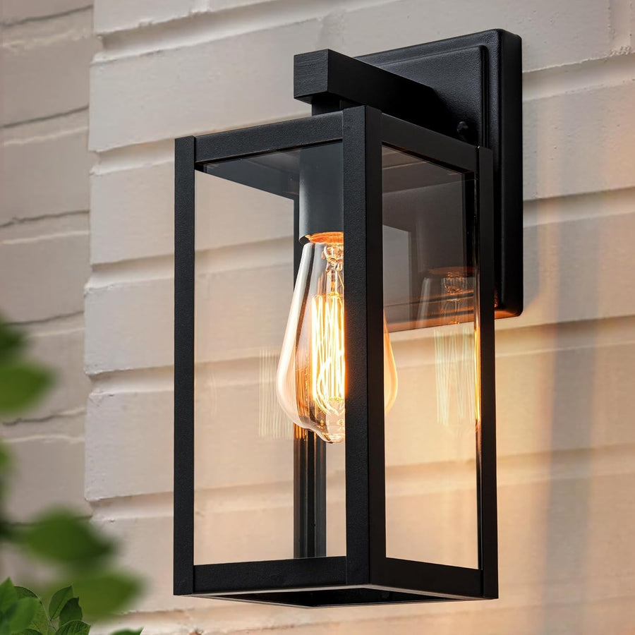 Black Outdoor Wall Lantern E27 IP44 Waterproof Modern Garden Light