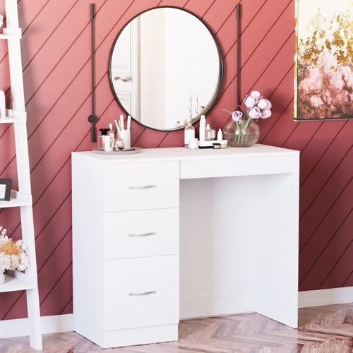 Modern White Dressing Table Desk Vanity 3 Drawers Bedroom Makeup Storage Unit