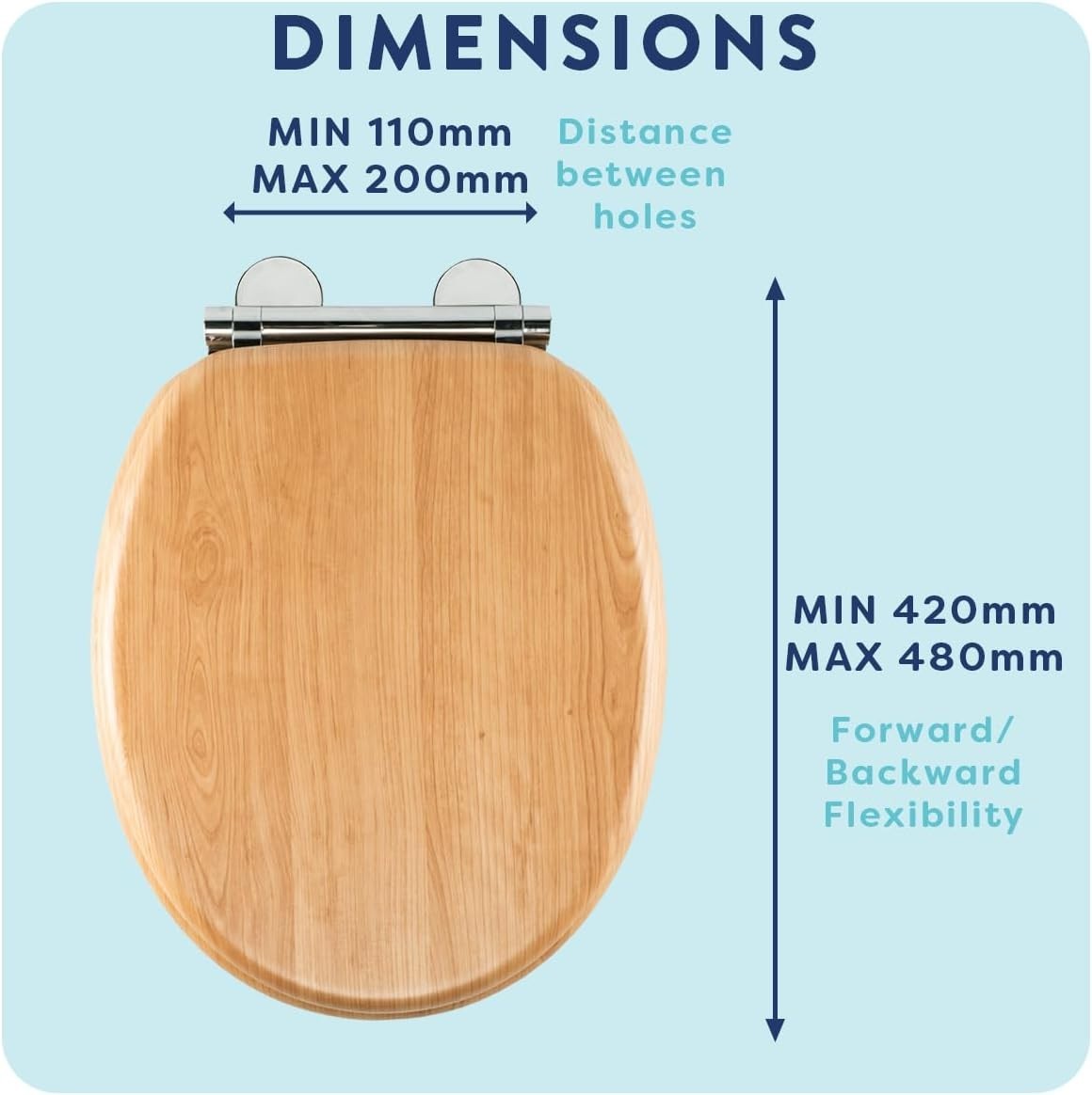 Light Oak Wooden Toilet Seat Soft Close Quick Release Antibacterial Durable
