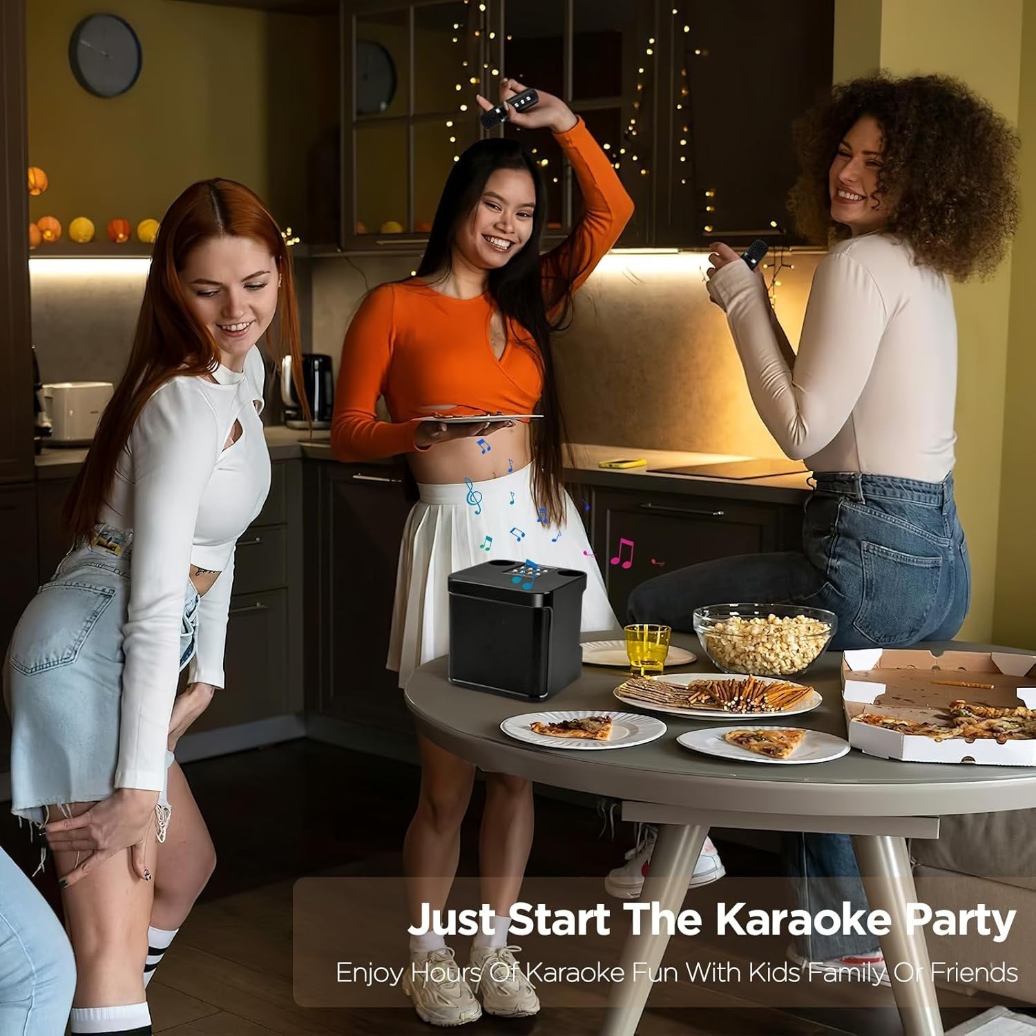 Portable Karaoke Machine with 2 Wireless Mics, Bluetooth PA System