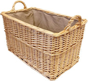 Sturdy Wicker Storage Basket with Padded Lining & Handles, 62x40x37cm