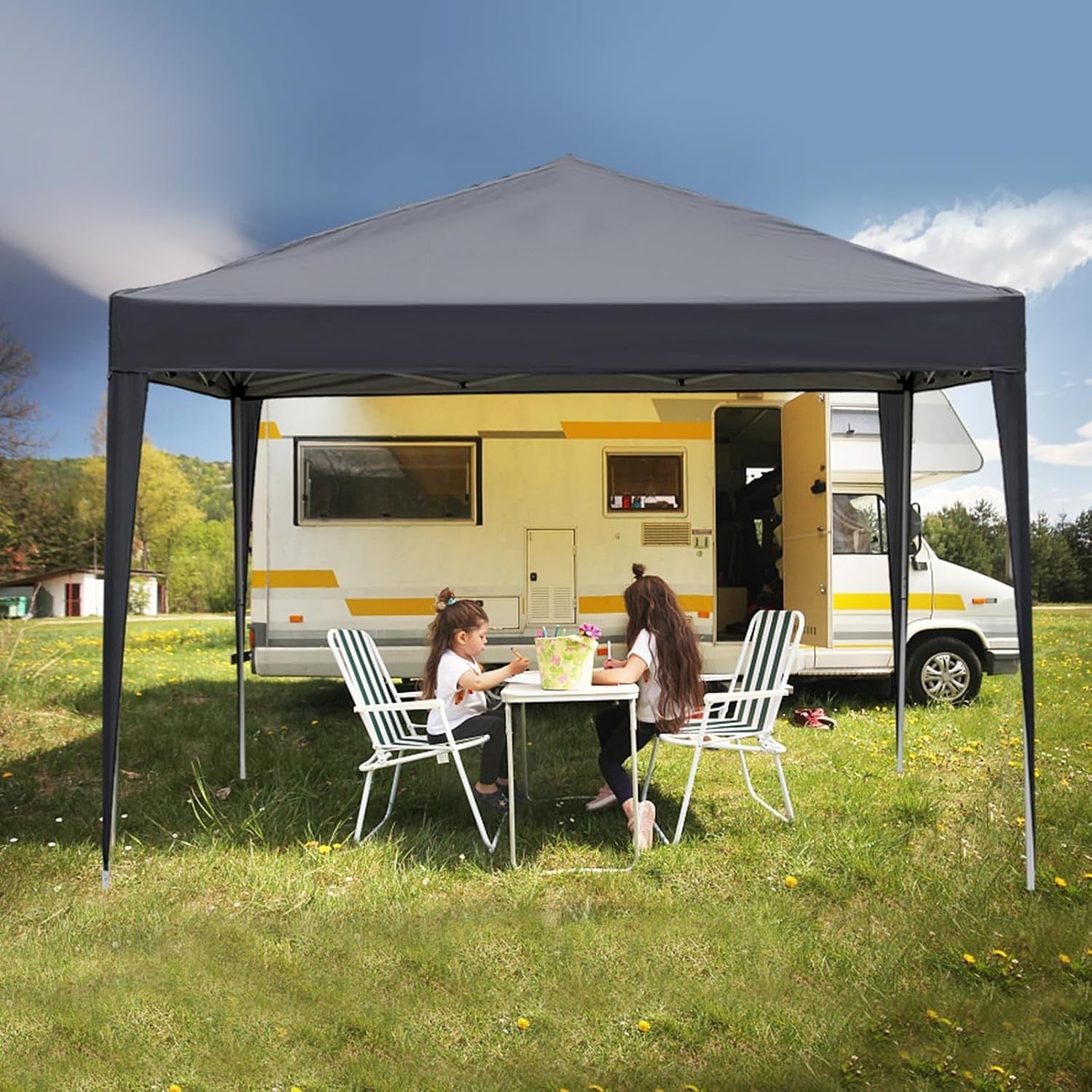3x3M Grey Pop Up Gazebo with Sides Waterproof Outdoor Garden Party Tent Canopy