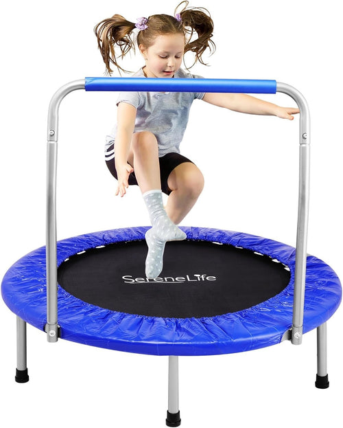 36” Foldable Mini Trampoline Indoor Outdoor Rebounder w Foam Handle