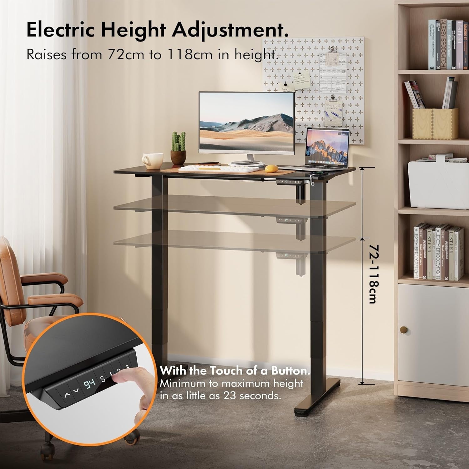 Black 100x60cm Electric Standing Desk with USB-C & Memory Height Control