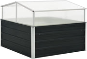 Outdoor Garden Greenhouse Raised Planter Bed Anthracite Steel 100x100x77cm