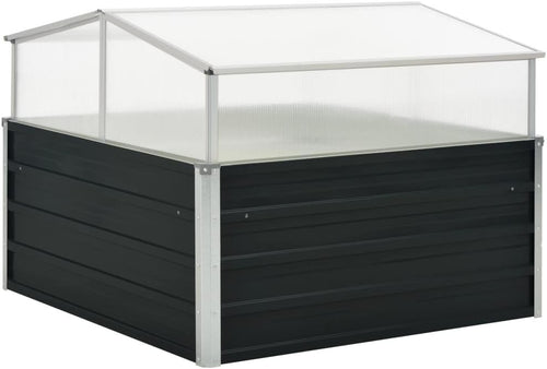 Outdoor Garden Greenhouse Raised Planter Bed Anthracite Steel 100x100x77cm