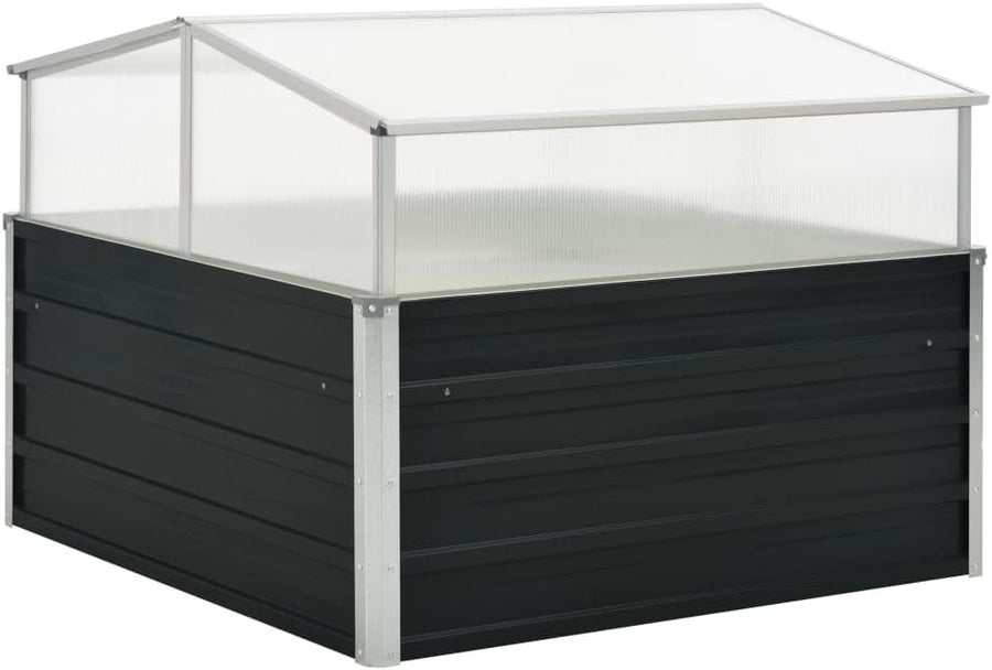 Outdoor Garden Greenhouse Raised Planter Bed Anthracite Steel 100x100x77cm
