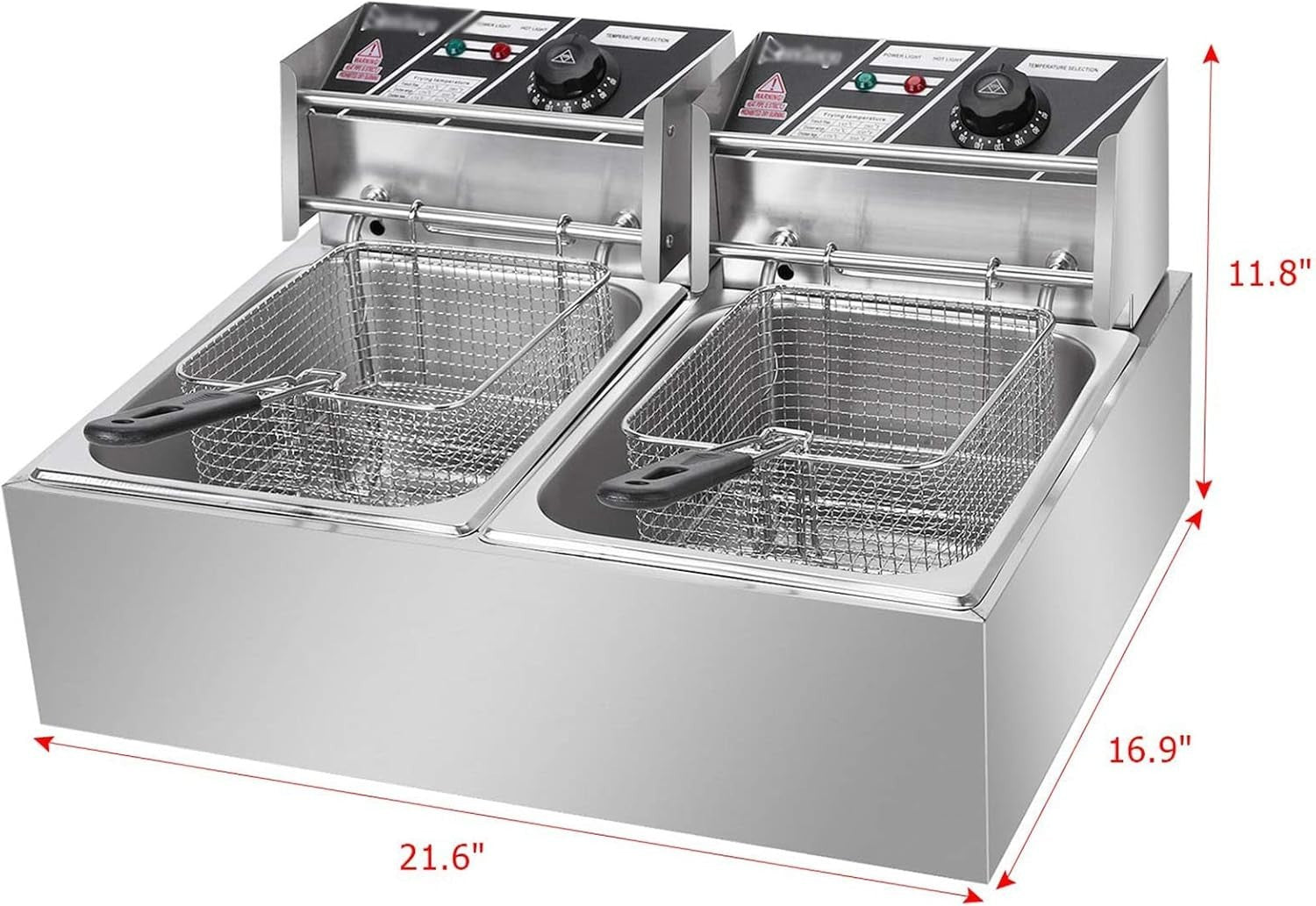 Electric Deep Fat Fryer 12L 5000W Stainless Steel Double Tank