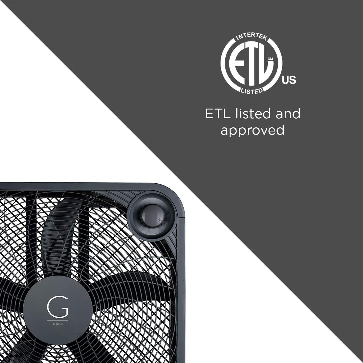20" Box Fan – High Velocity Floor Cooling Fan 3-Speed Black for Home Office