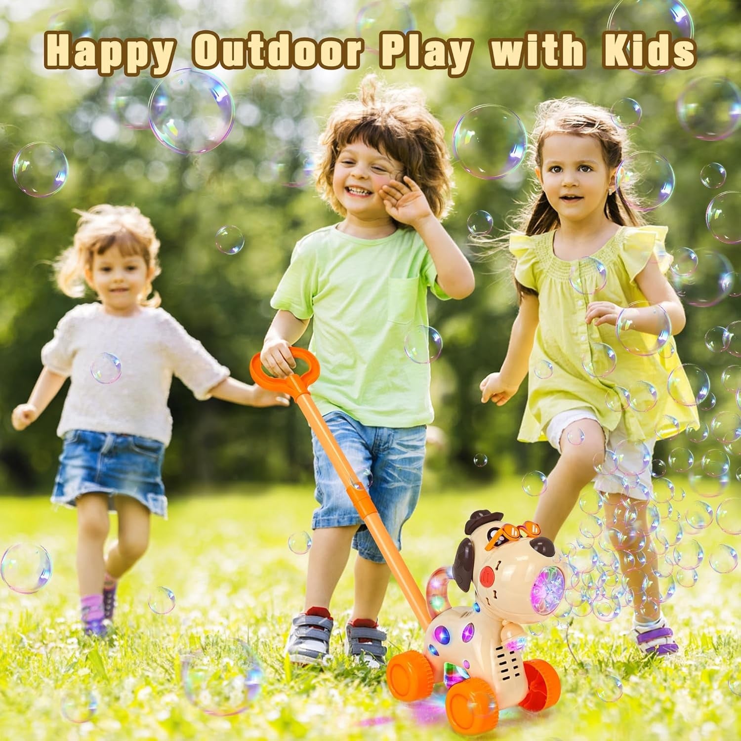 Kids Bubble Mower Dog Bubble Machine LED Rechargeable Toy