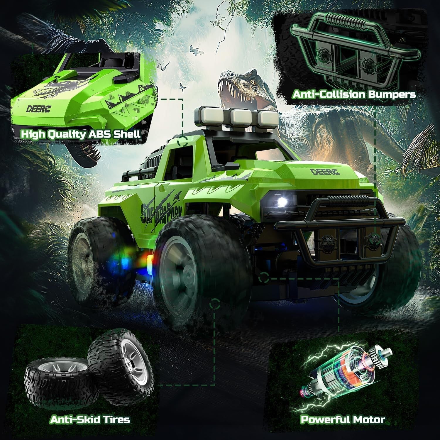 1:18 RC Car Fog Mist LED Lights 4WD Monster Truck Off-Road Toy Kids 8+