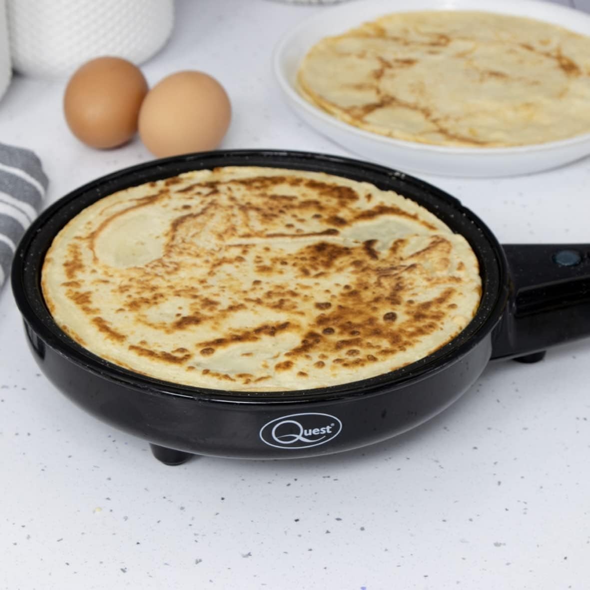 2-in-1 Popcorn & 8" Crepe Maker Non-Stick Electric Pan 800W