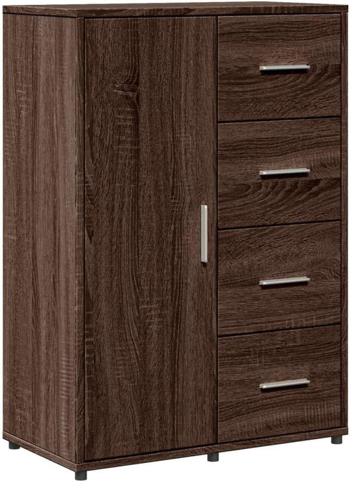 Modern Brown Oak Sideboard Cabinet with Moisture-Resistant Storage
