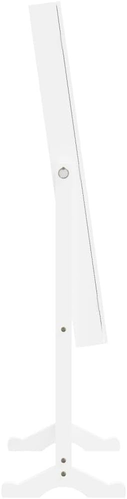 LED Standing Mirror Jewelry Cabinet Lockable Storage Armoire White