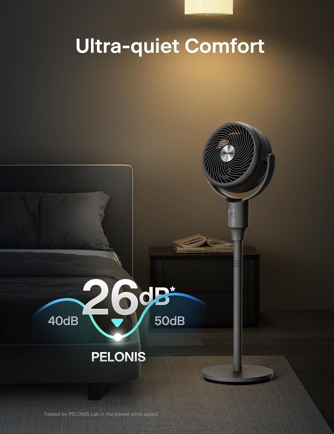 Adjustable Standing Fan Grey – 3-Speed Quiet Oscillating Air Circulator Remote