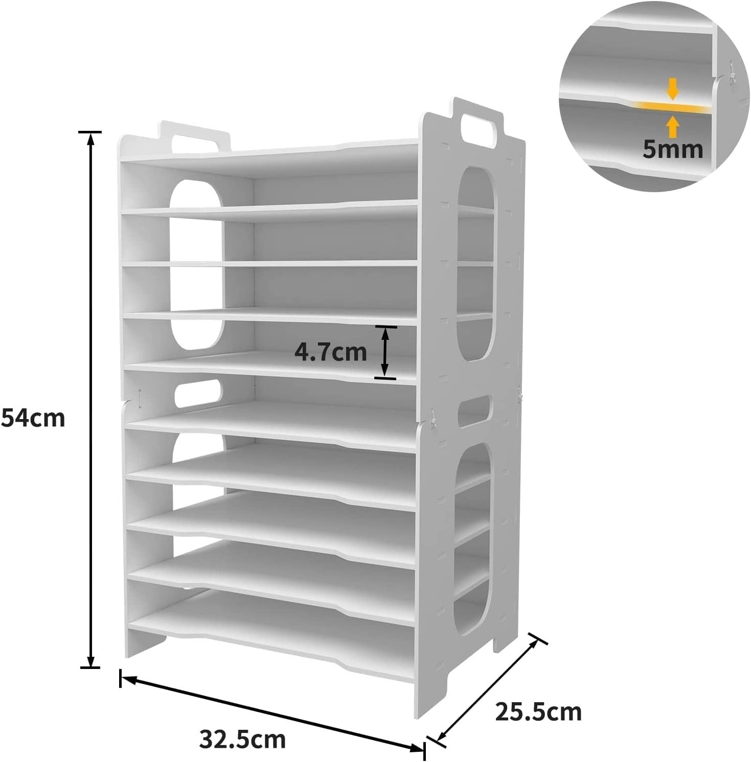 10-Tier A4 Desk Paper Tray Organizer | Desktop Filing Rack White