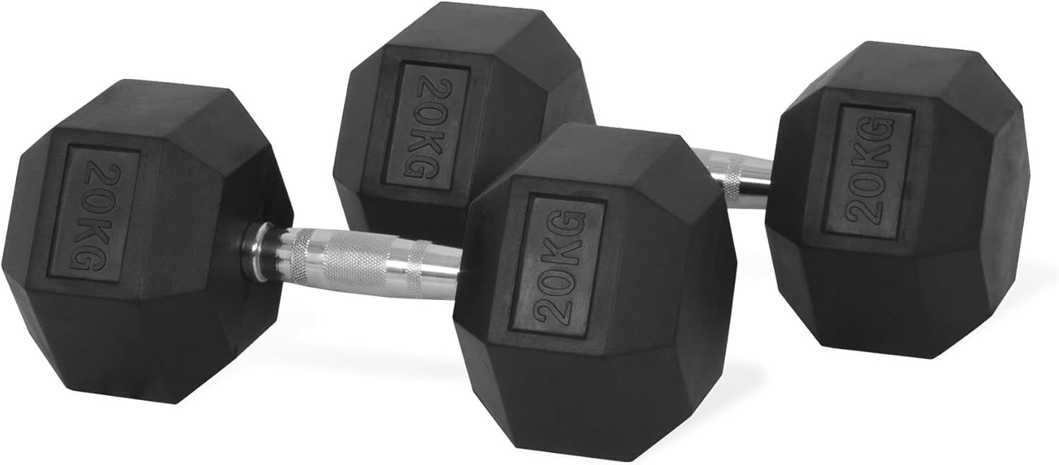 Hex Dumbbells Set with Rack 2.5–25kg Rubber Coated Home Gym Weights