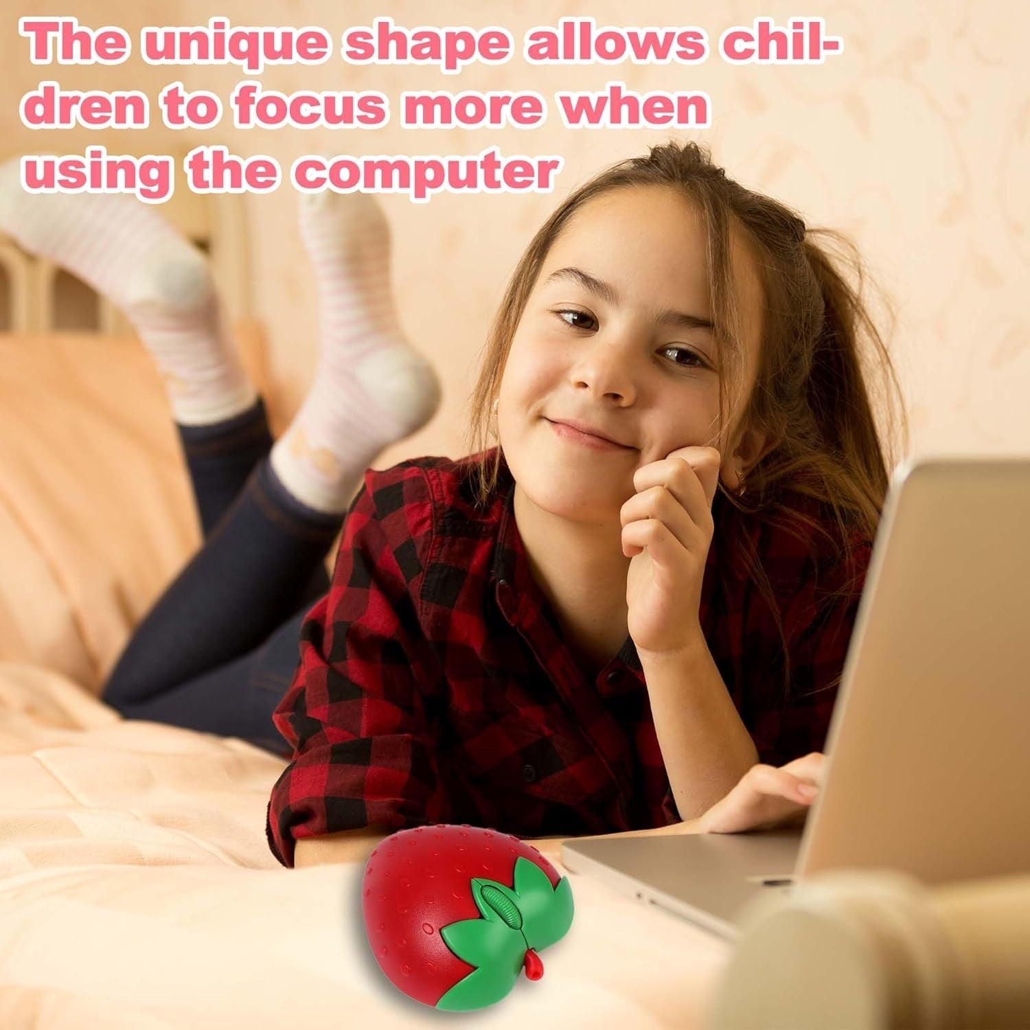 Wireless Bluetooth Mouse Cute Strawberry Dual Mode Silent 2.4G