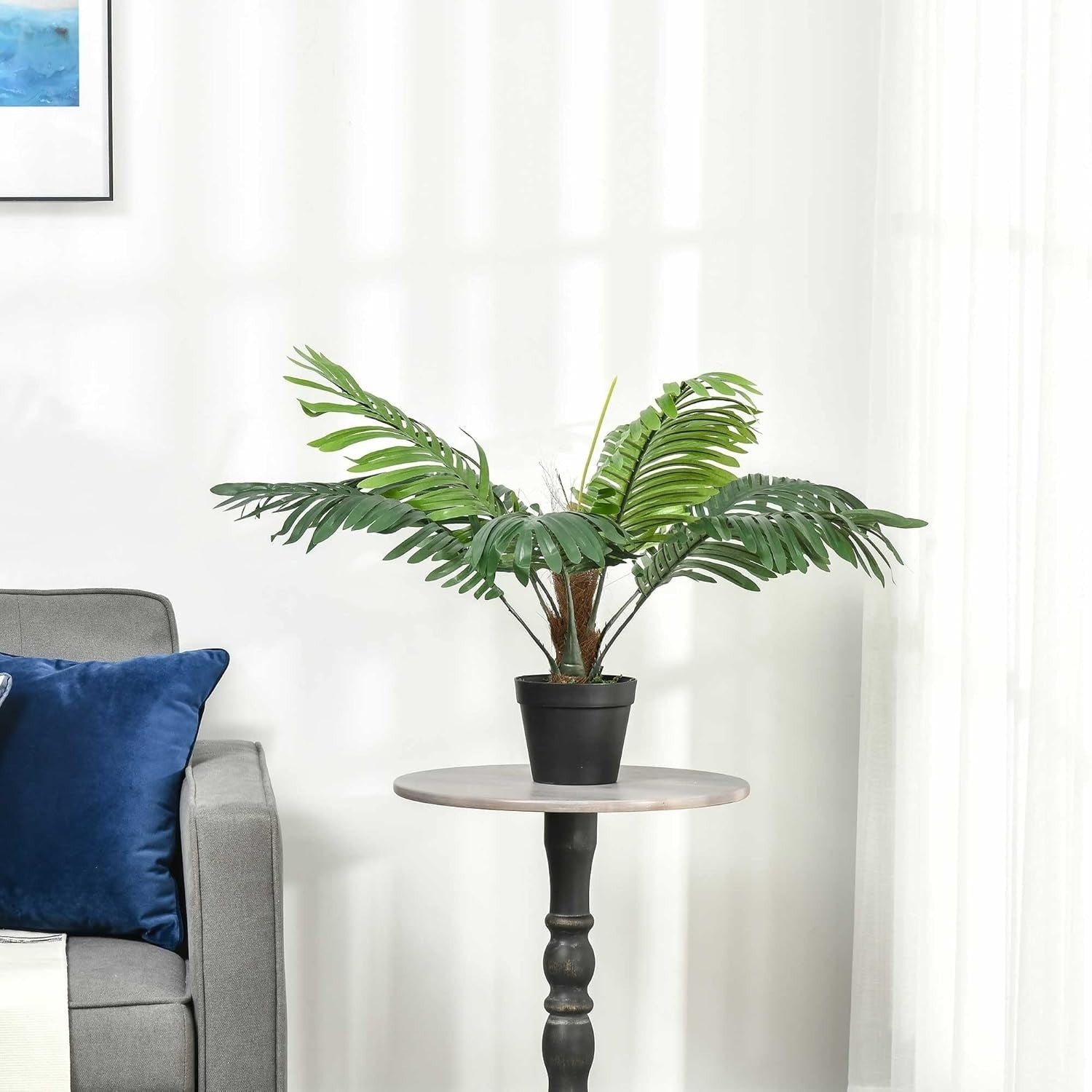 Set of 2 Artificial Palm Trees 60cm Faux Green Plants Potted Home Garden Decor