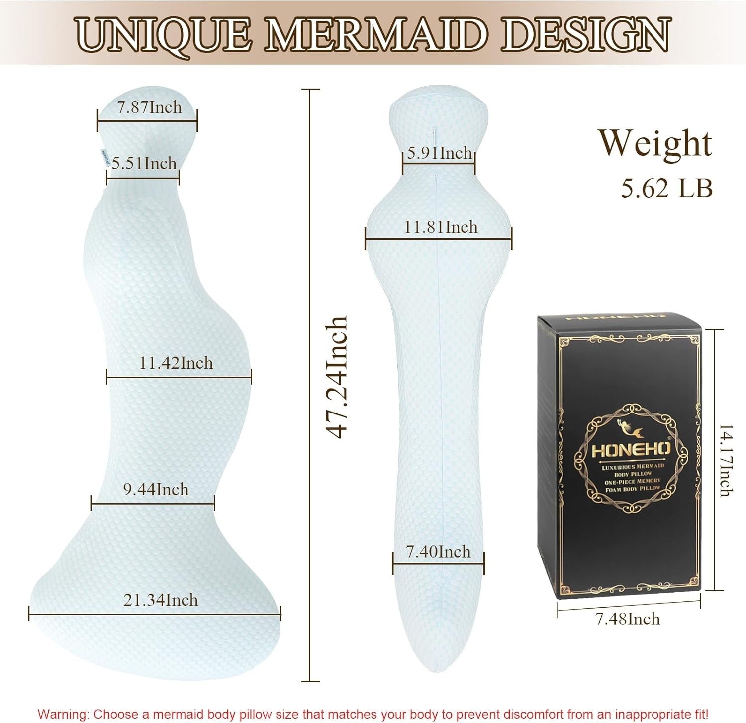 Full Body Pillow for Side Sleepers Memory Foam Long Pregnancy Support