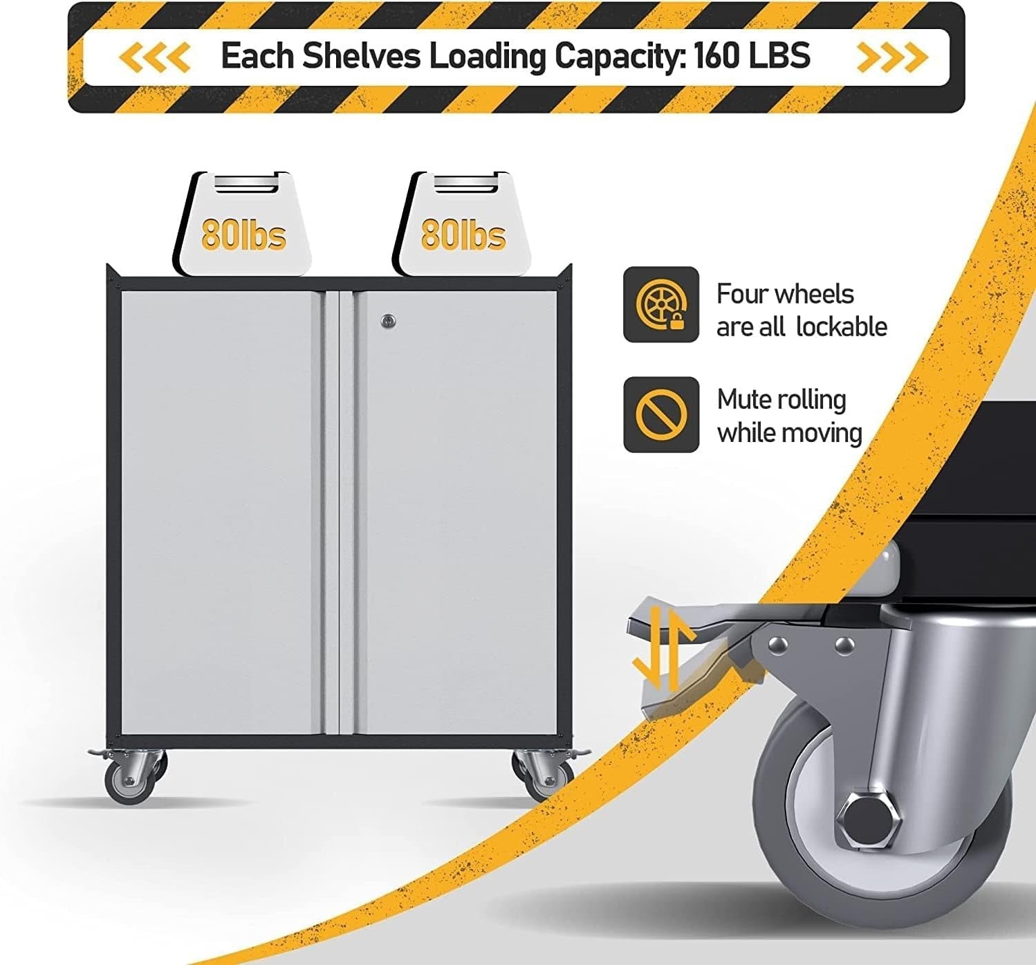 Heavy Duty Mobile Tool Storage Cabinet with Lockable Doors & Adjustable Shelf