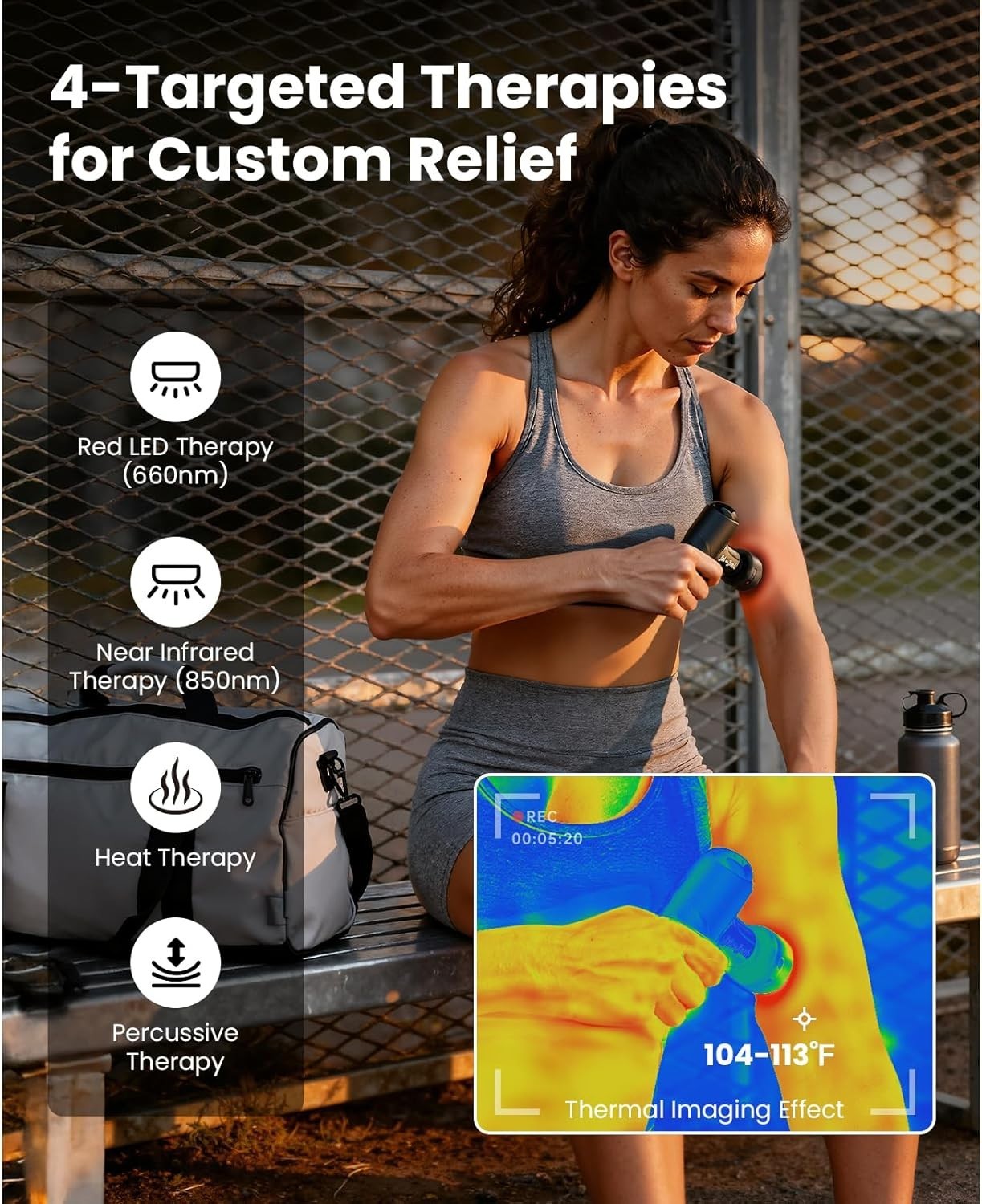 Infrared Heated Massage Gun Deep Tissue Muscle Recovery Quiet Percussion
