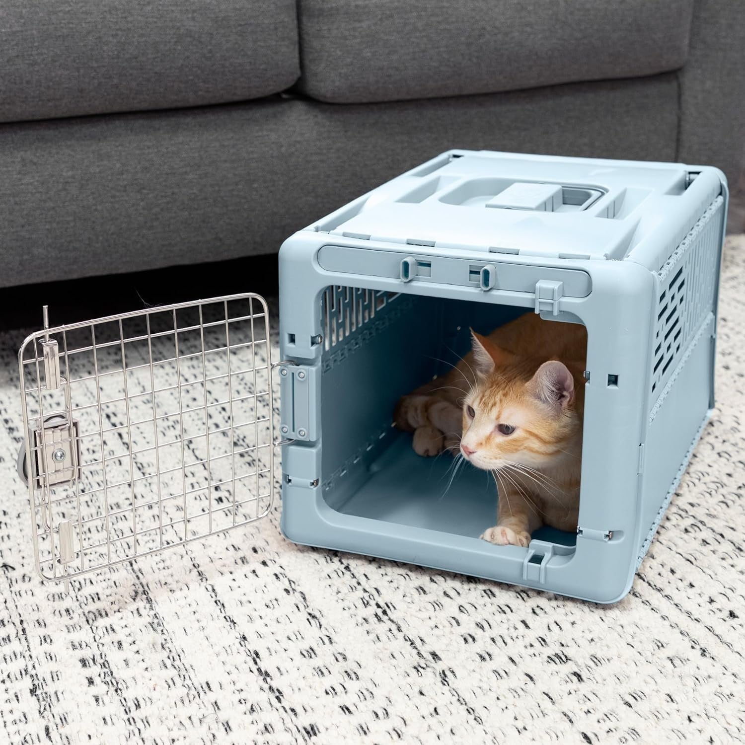 Small Collapsible Pet Kennel 19" Lightweight Portable Crate with Locking Metal