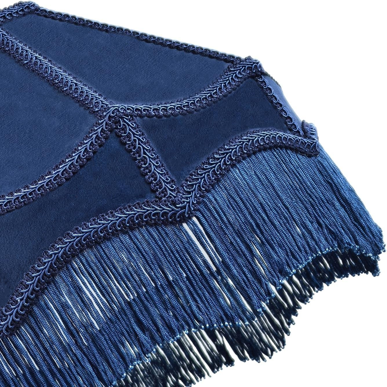 Victorian Empire Velvet Lampshade Midnight Blue Tassel Pendant 30cm