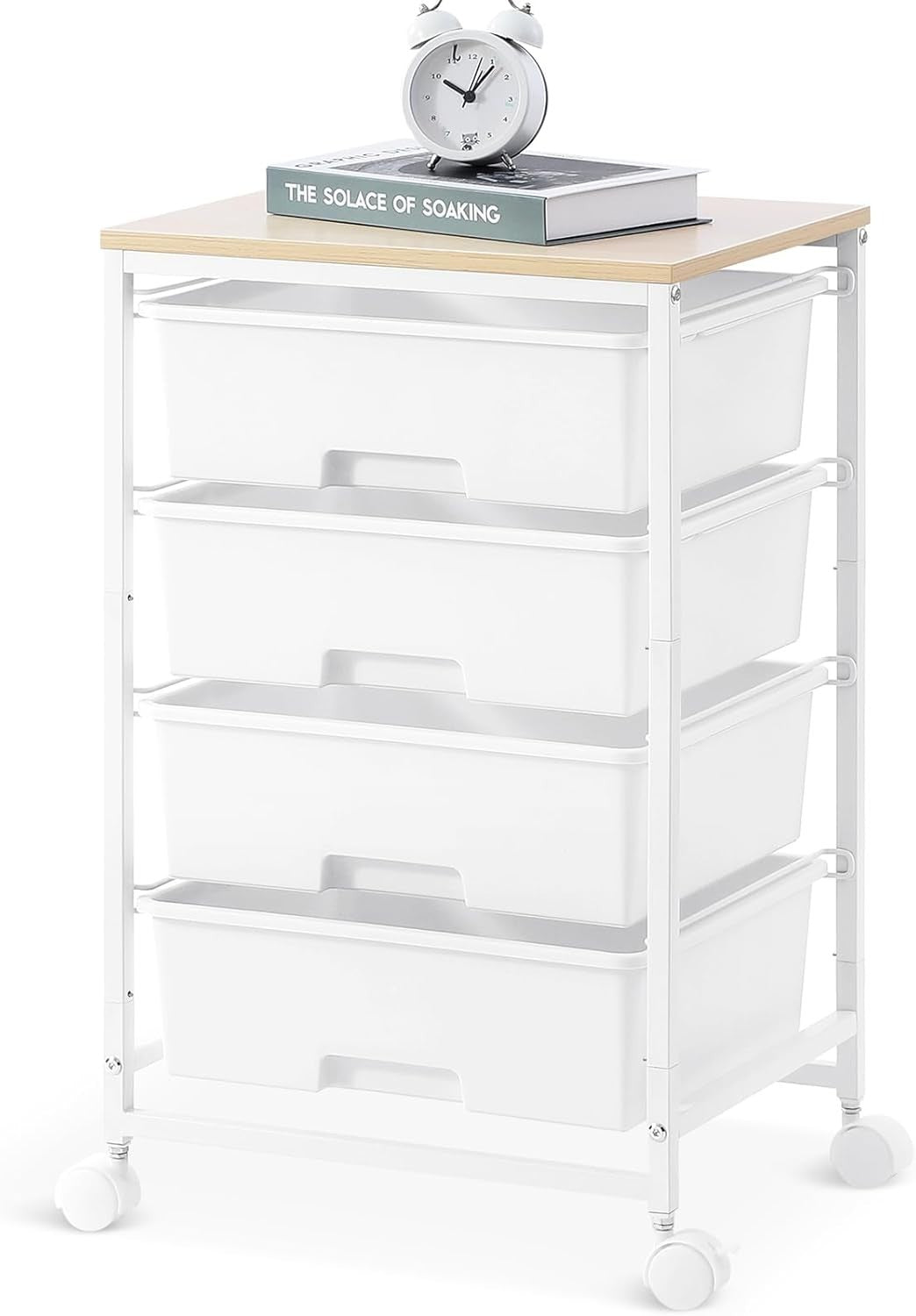 Rolling 4 Drawer Storage Organizer Cart Utility Trolley w/ Lock Wheels