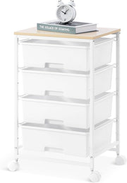 Rolling 4 Drawer Storage Organizer Cart Utility Trolley w/ Lock Wheels