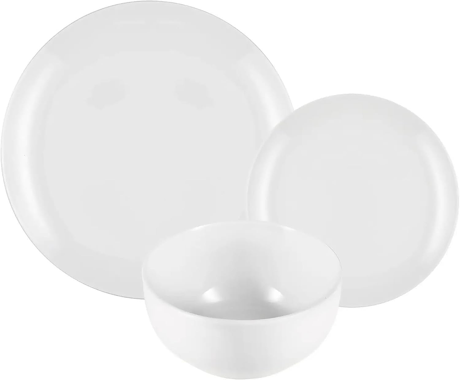 12pc Porcelain Dinnerware Set White Plates Bowls Microwave Dishwasher Safe
