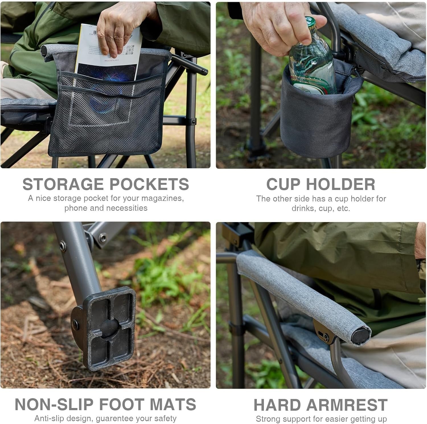 Oversized Folding Camping Chair Heavy Duty 230kg Padded Seat Outdoor Relax