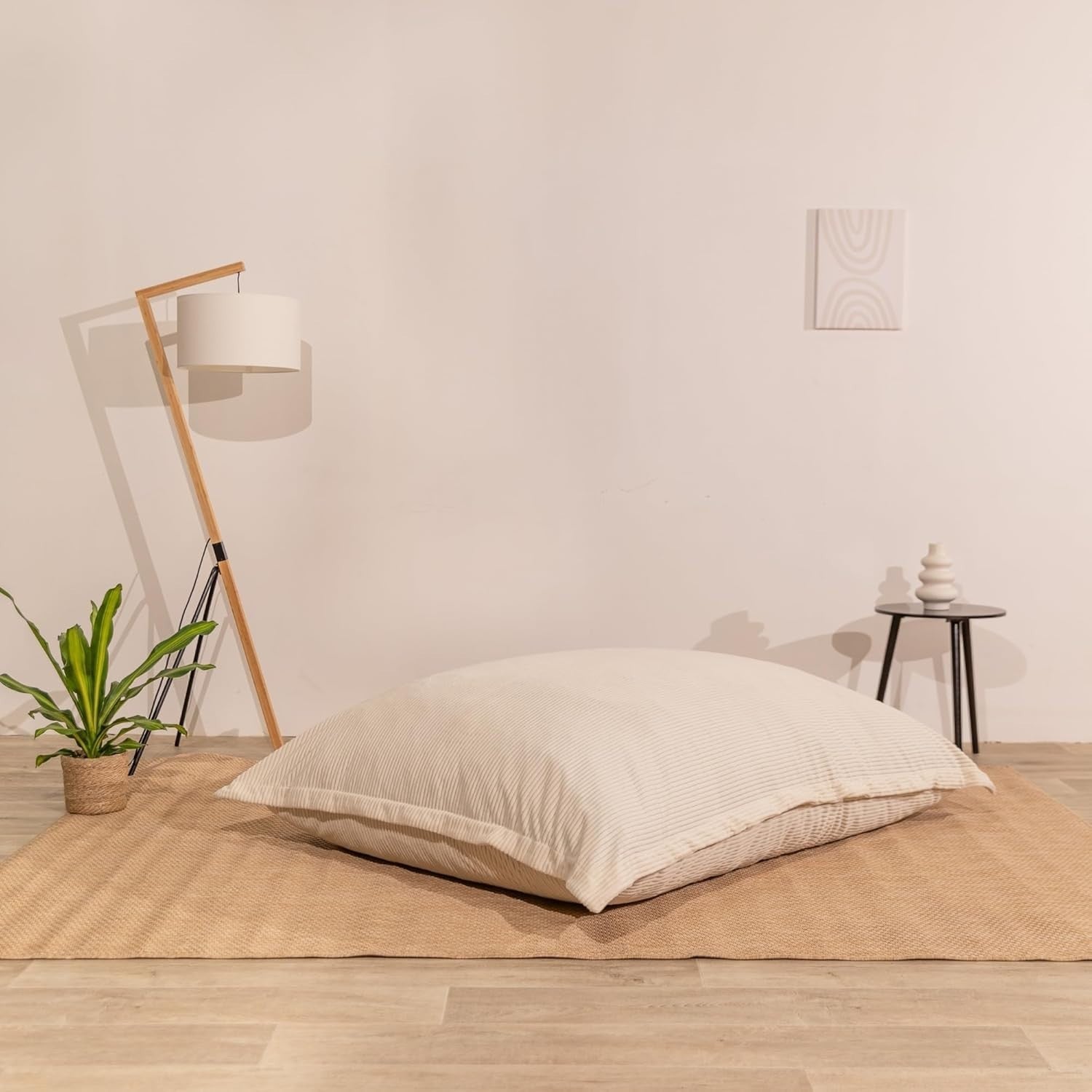 XXL Foam Bean Bag Off-white Sofa for Adults & Kids Corduroy Floor Seat 180x140cm