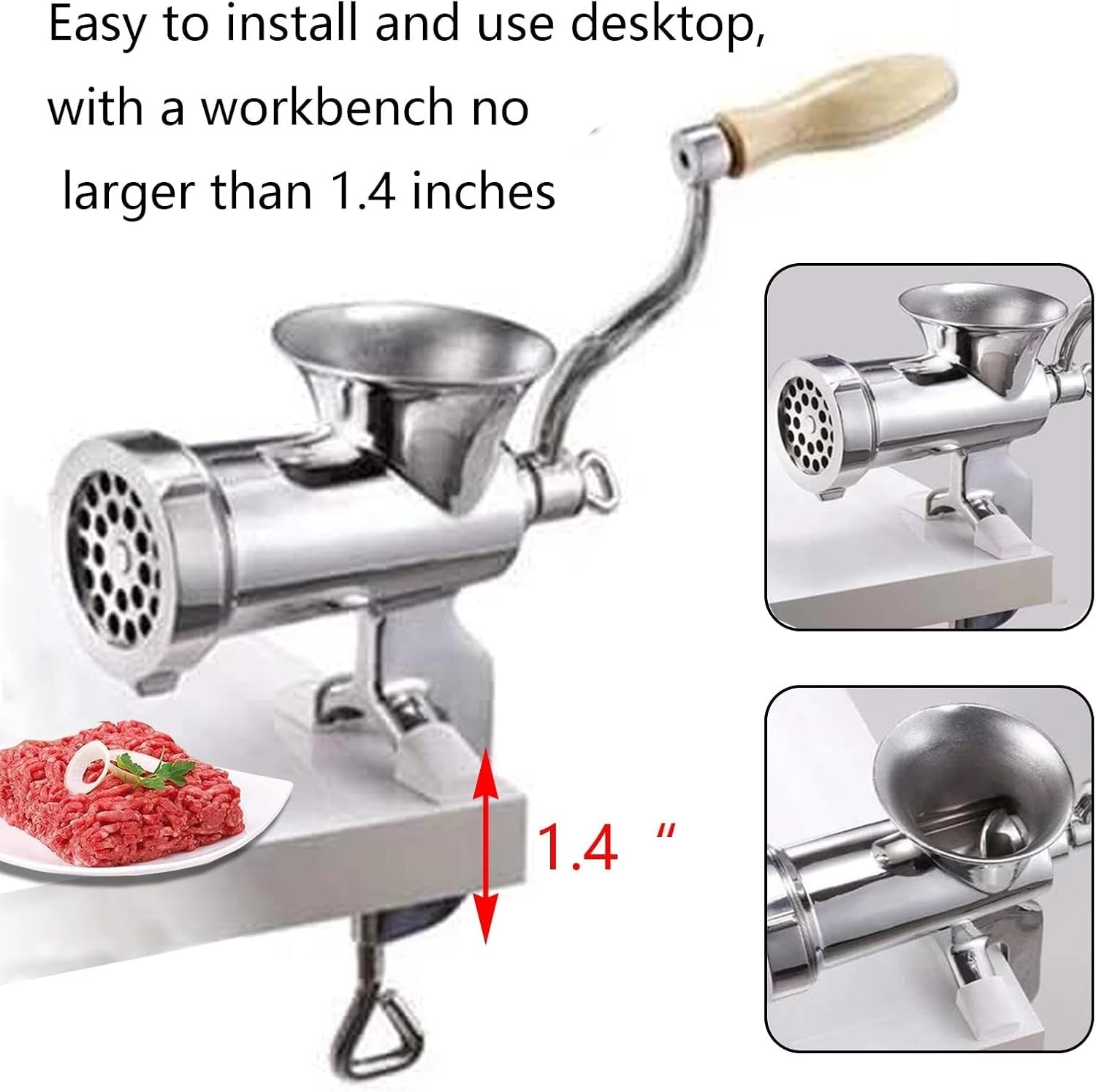 Stainless Steel Manual Meat Grinder Sausage Maker Clamp Mincer