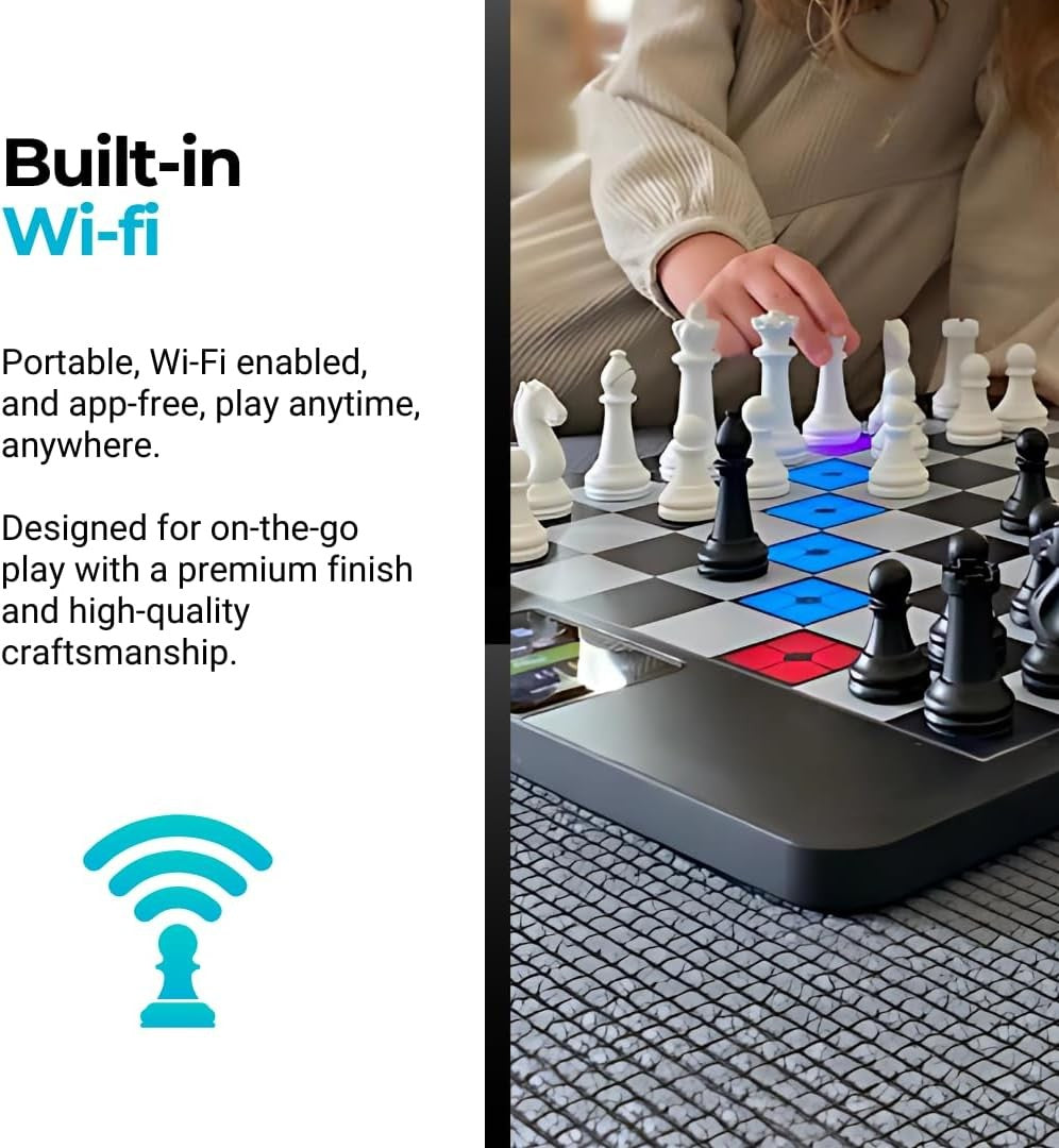 Smart Electronic Chess Board TouchSense Pieces WiFi AI Coaching Light-Up Game