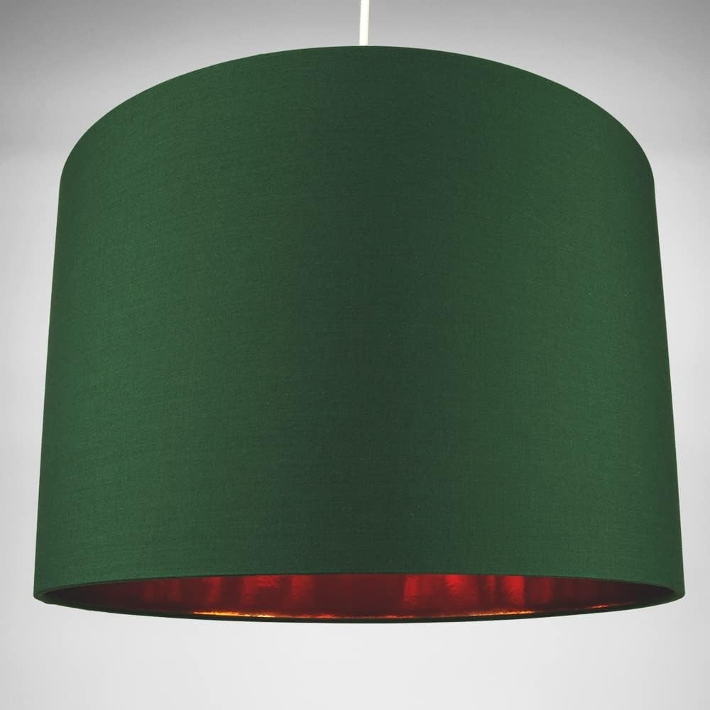 Forest Green Drum Lampshade 40cm Copper Inner Table Floor Pendant