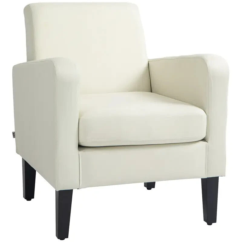 Cream Accent Armchair Upholstered Lounge Chair for Bedroom or Living Room
