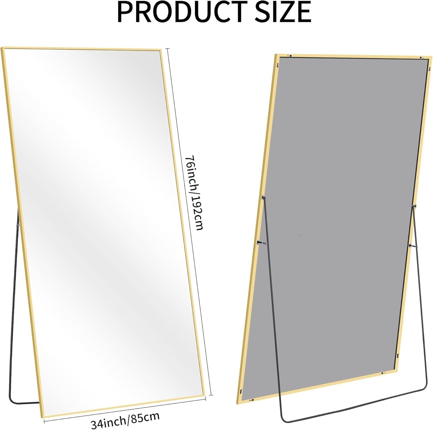 Large Gold Full Body Mirror 192x85cm Freestanding Wall Mount Bedroom