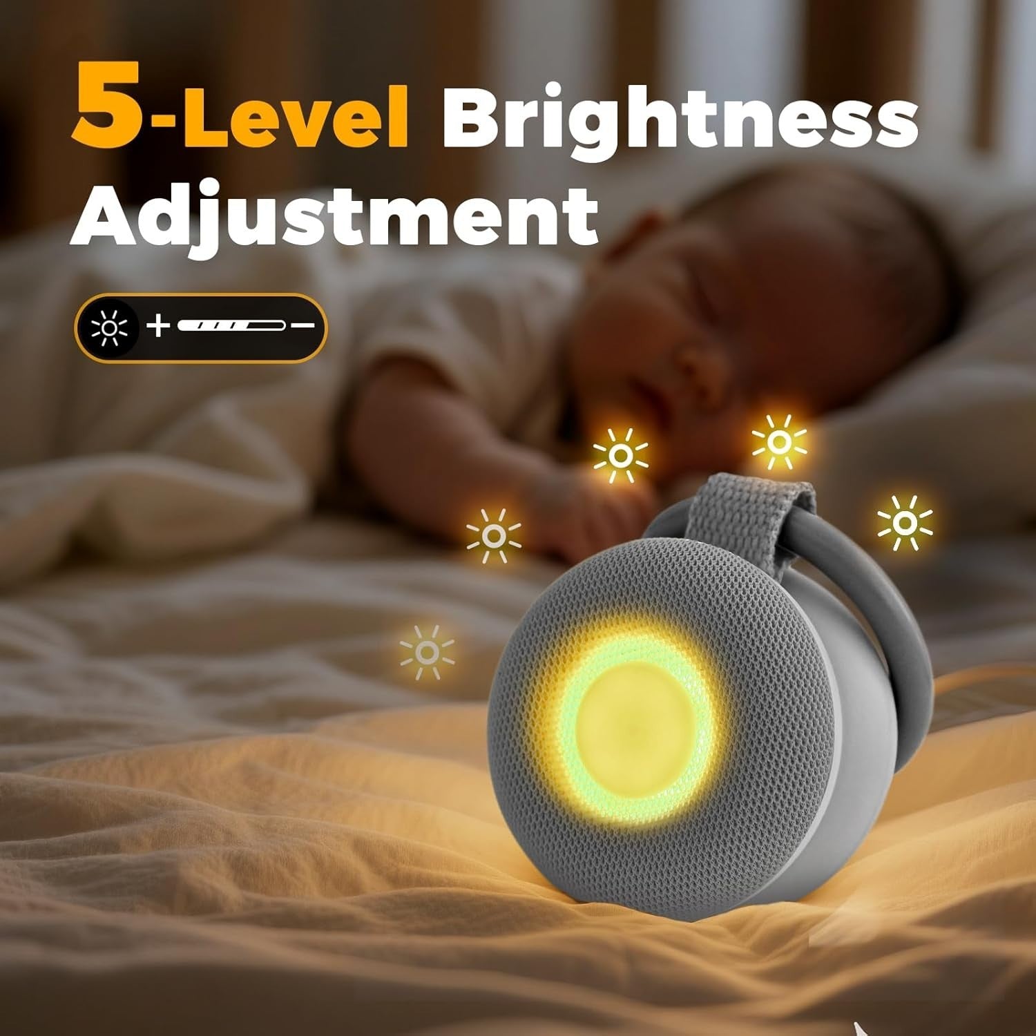 Portable Baby White Noise Sound Machine 15 Soothing Sounds Night Light