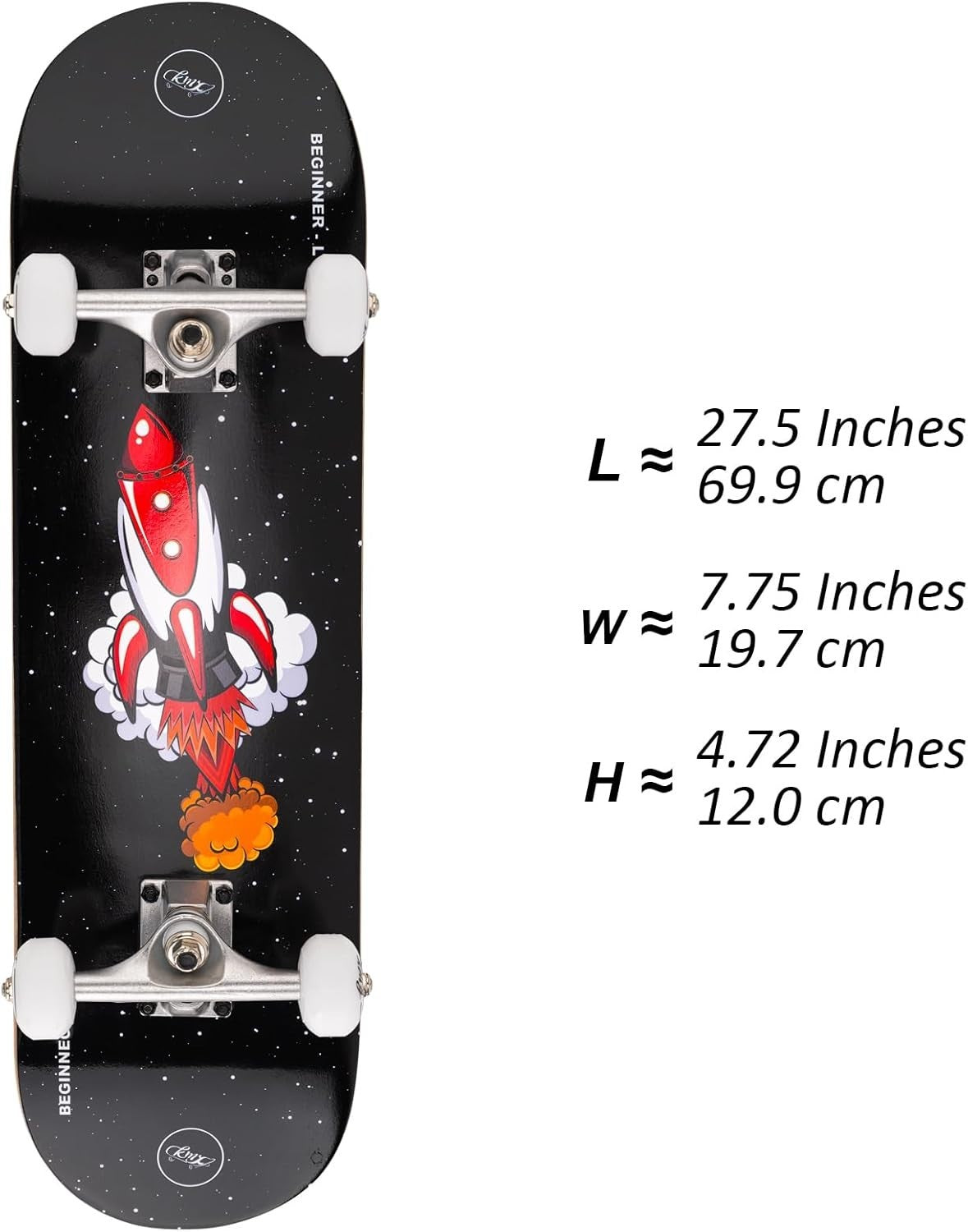 27.5in Beginner Cruiser Skateboard Complete 52mm Wheels ABEC-9