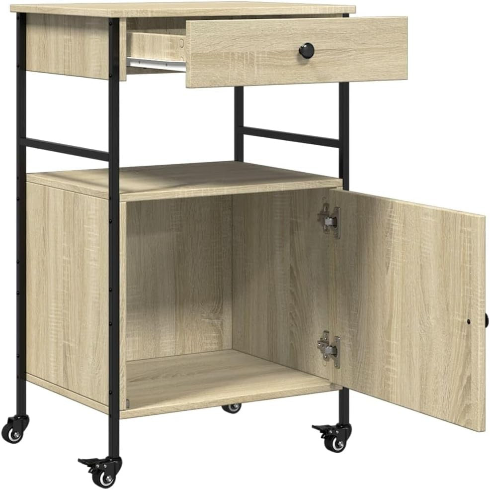 Kitchen Trolley Cart with Drawer Cabinet Towel Rack on Wheels Storage Unit