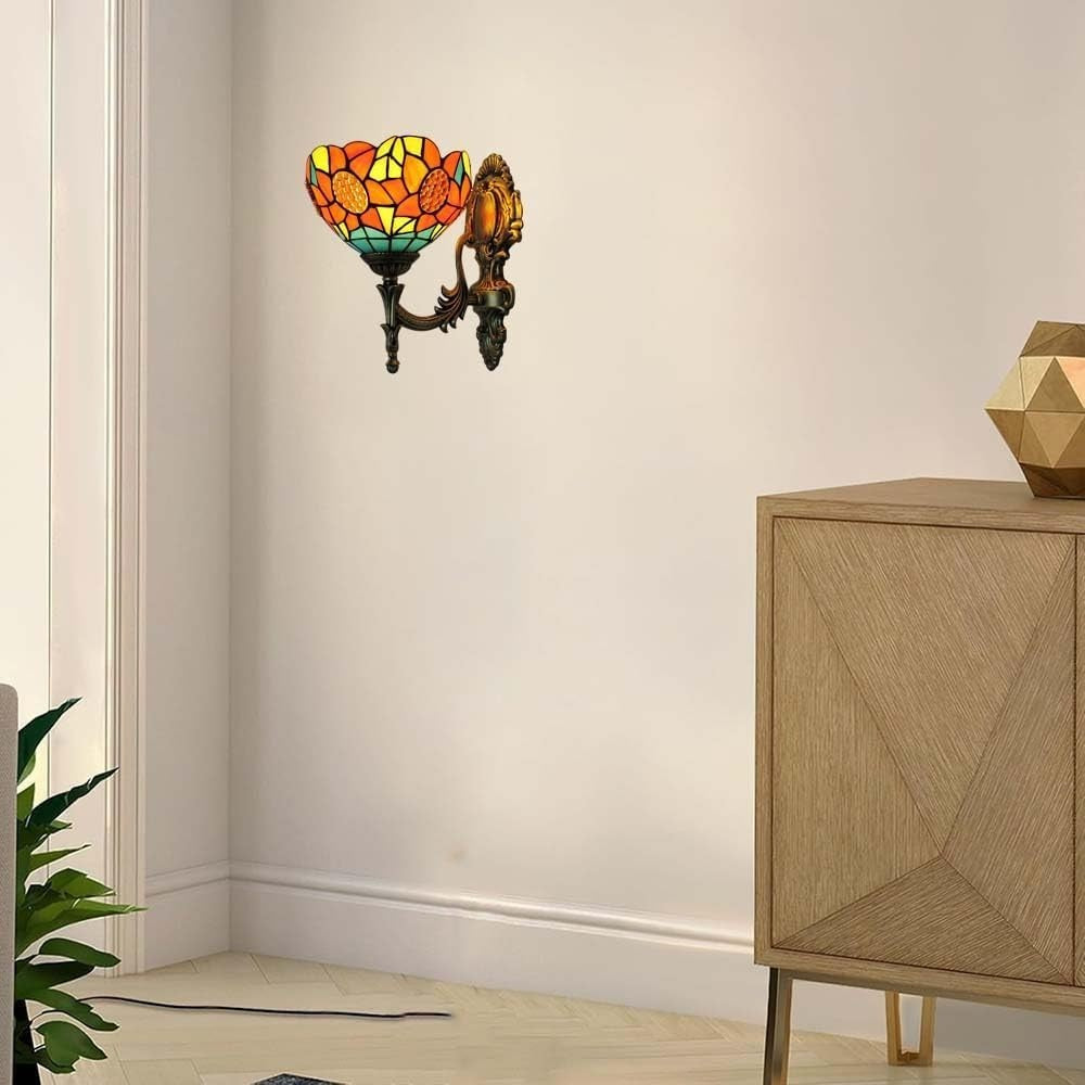 Vintage Stained Glass Wall Lamp Indoor Light Retro Sconce 28cm